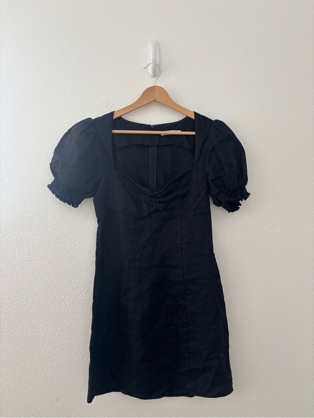 Reformation linen mini dress in black
